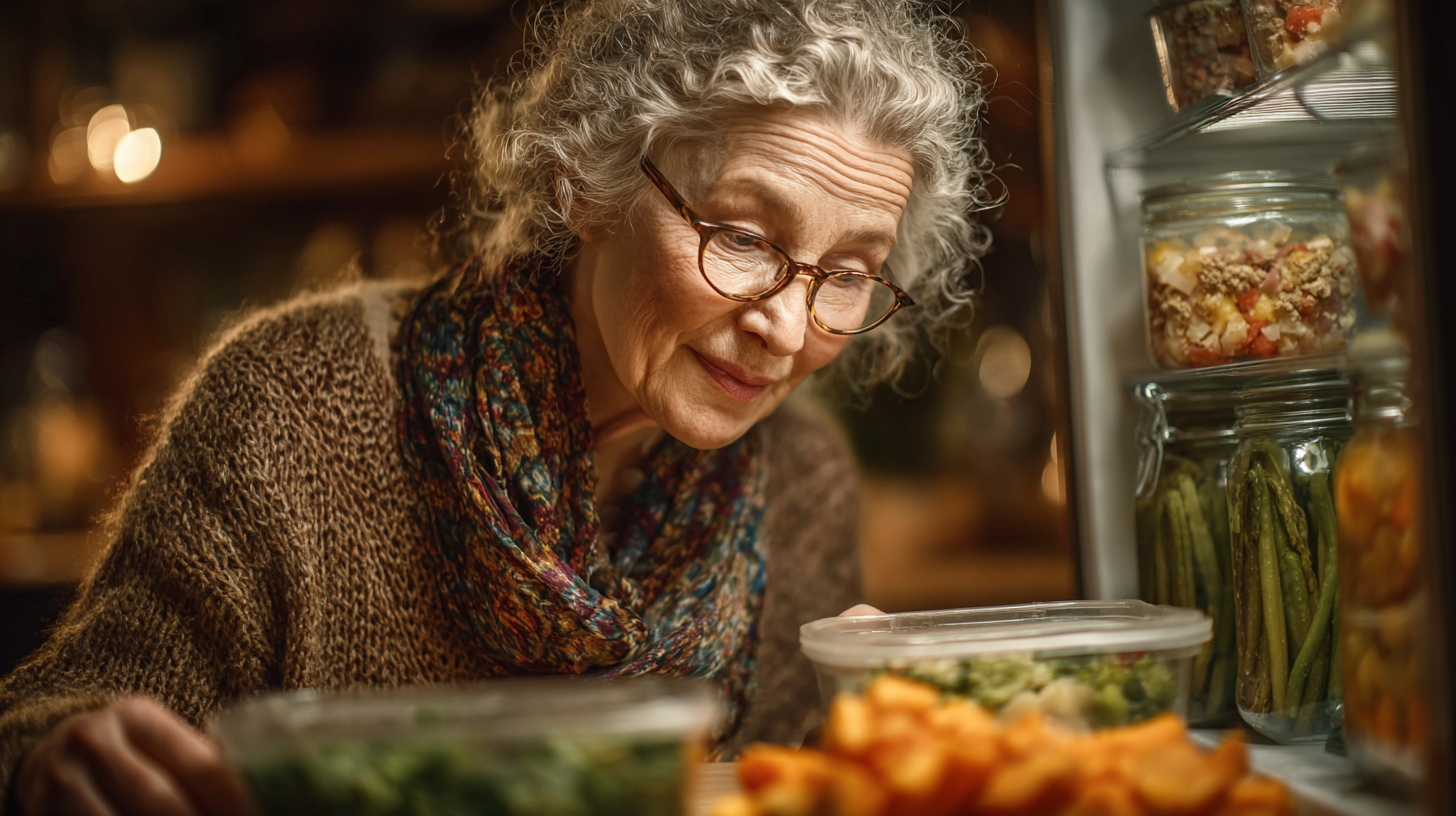 Älteres Paar beim gemeinsamen Kochen mit frischen Zutaten